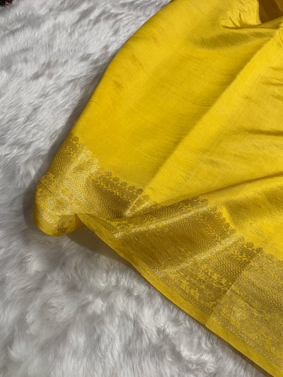 Banarasi Yellow Shade Flower Minakari Brocade Pure Caramel Mango Silk Saree CS-21