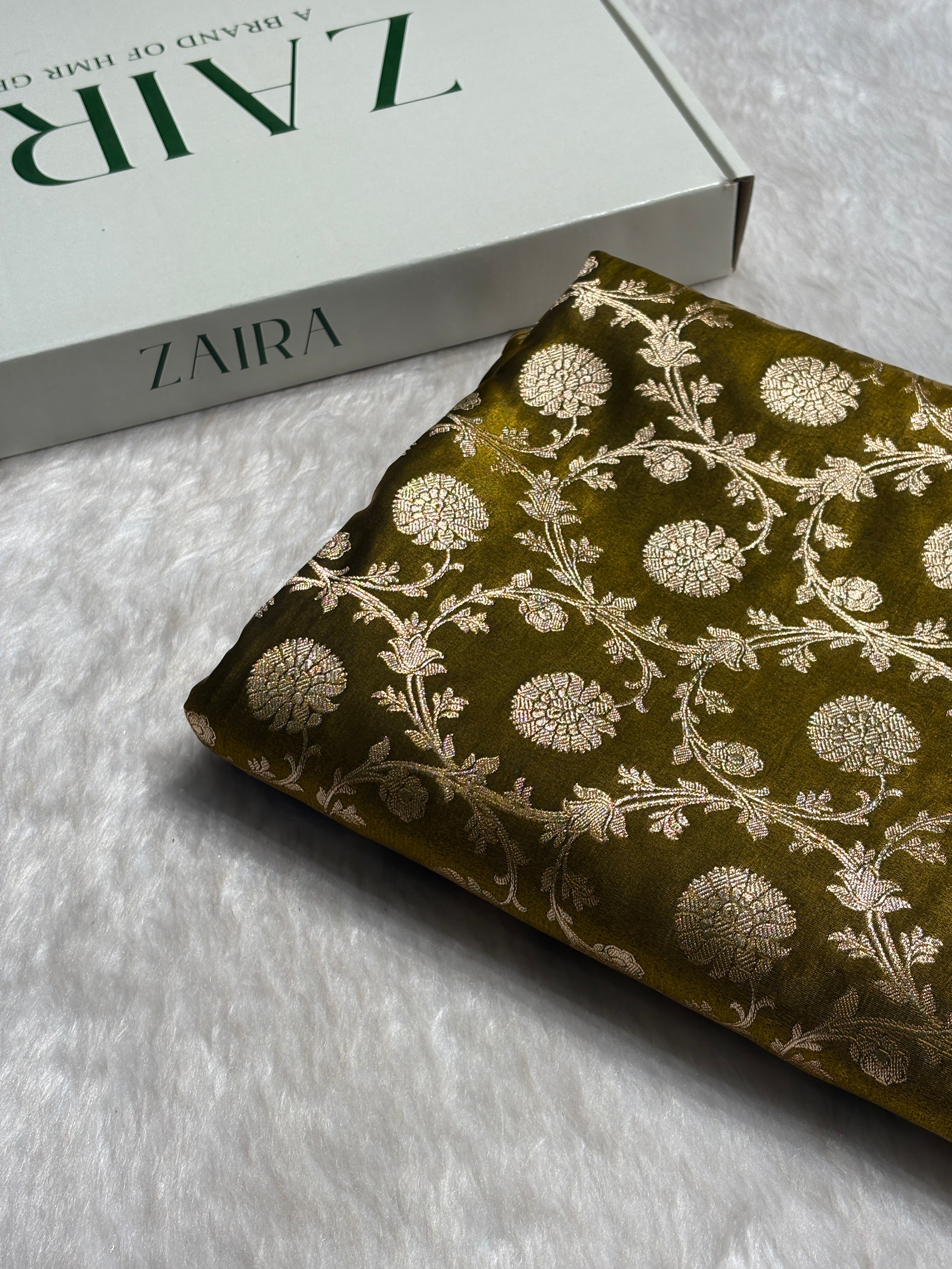Light Weight Mehendi Green shades Satin Silk Saree SS15