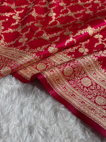 Cross Rani Shades Cross Pattern Banarasi Satin Silk Saree SS40