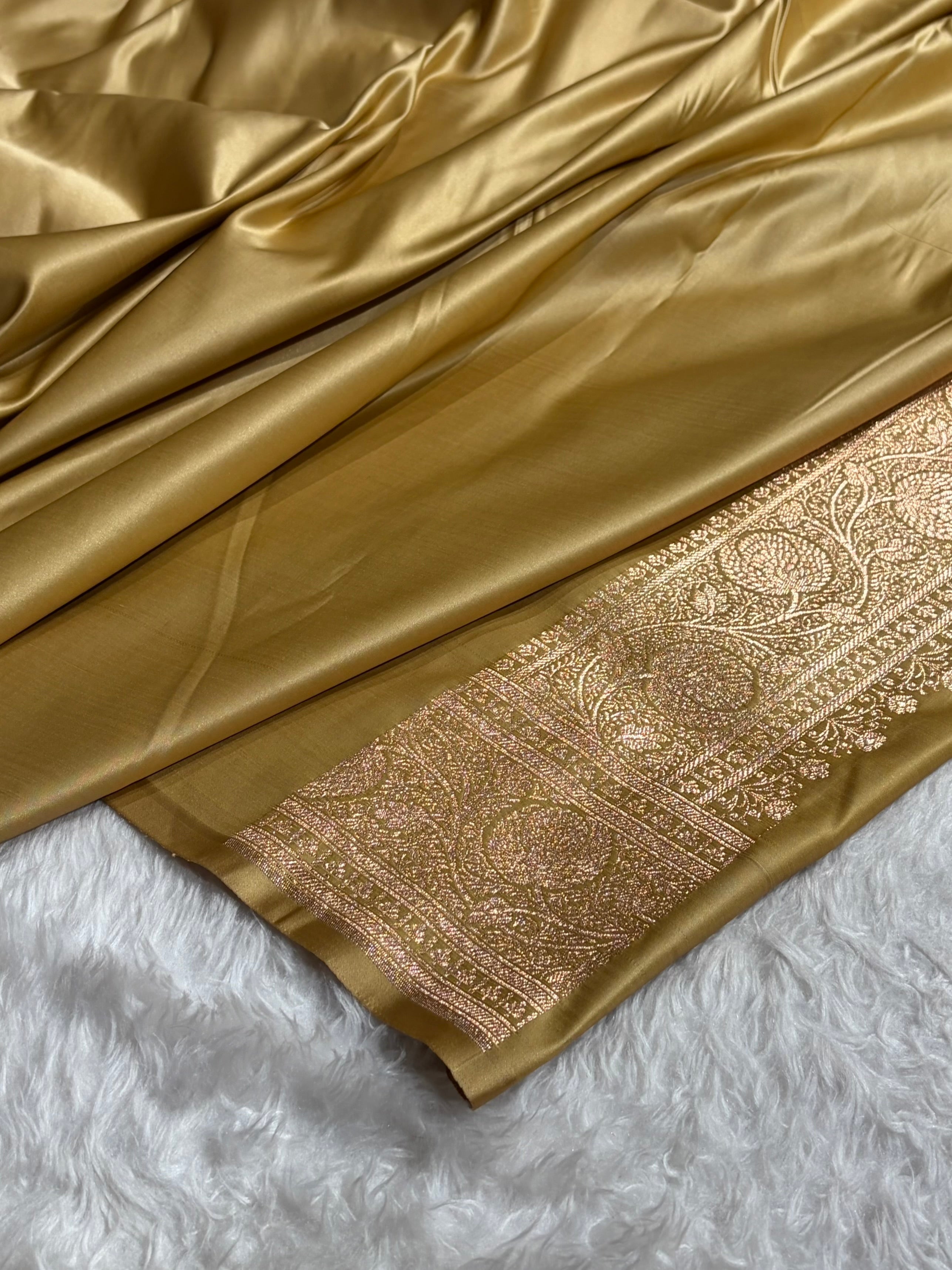 Red  - Cream Banarasi Boota Katan Silk Saree SKM29