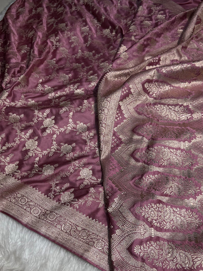 Mauve Banarasi Jaal Mashru Silk Saree MCS28
