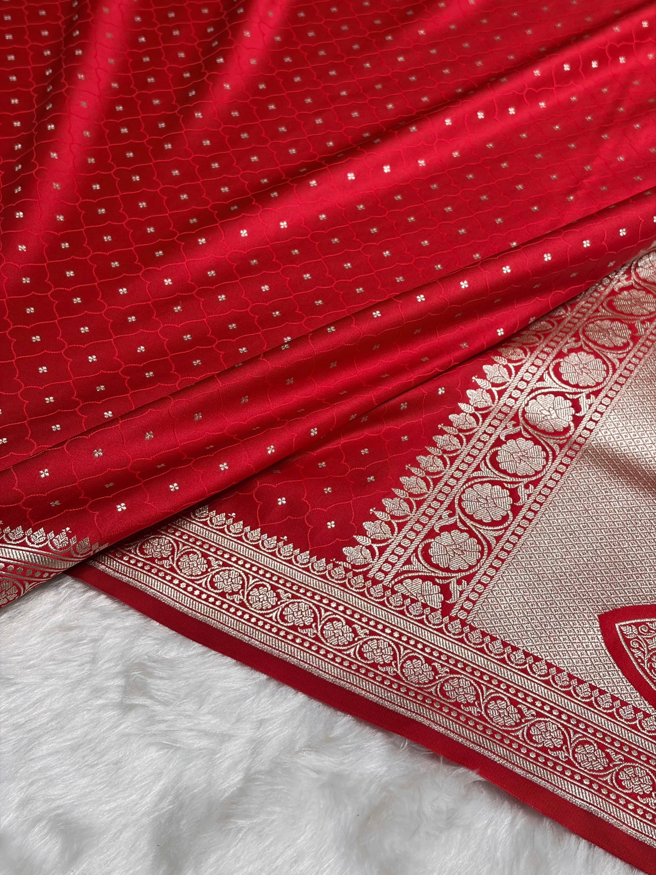 Red Shades Tanchoi Motif Mashru Silk Saree MST-13