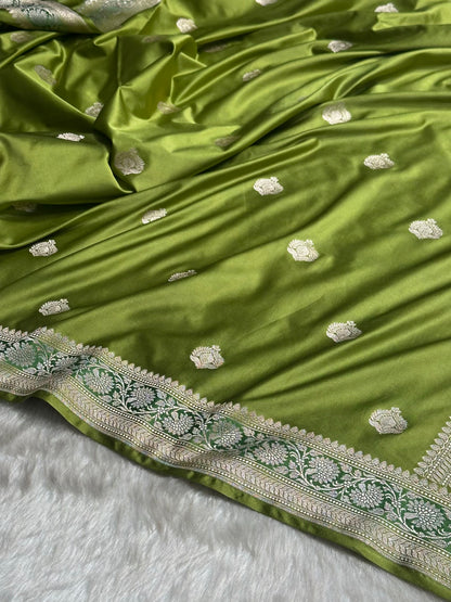 Dark Pista Shade Mashru Silk Boota