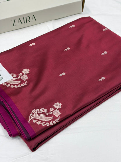 Rusty Mauve Shade With Booti Pattern Mashru Silk Saree