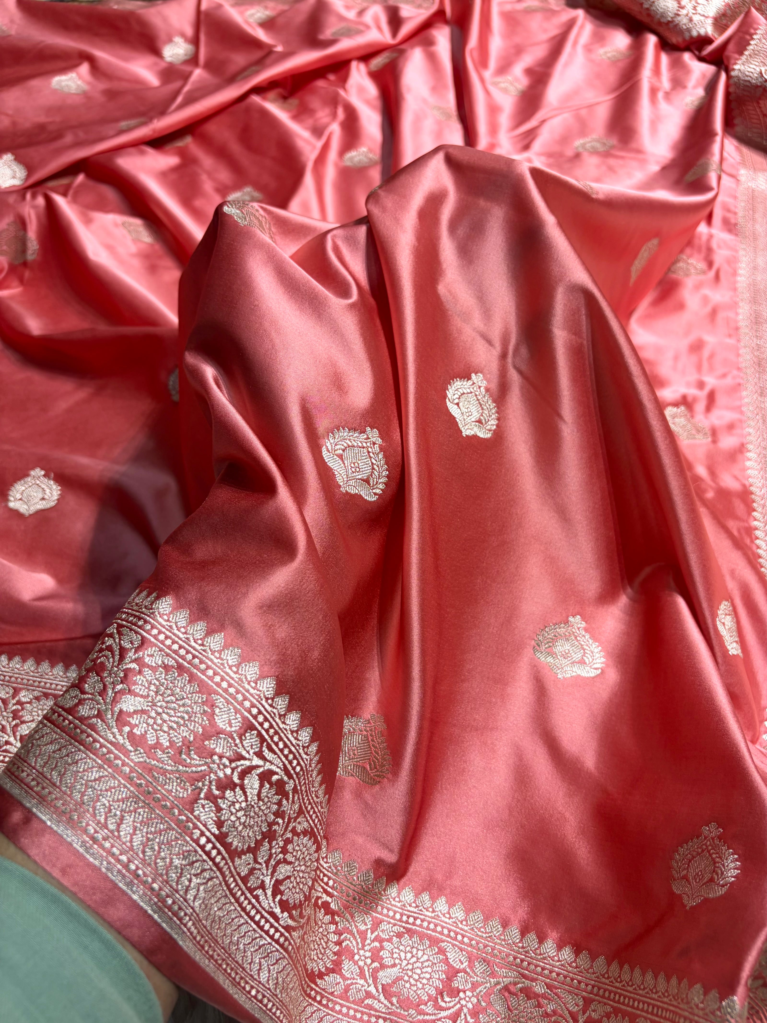 Peach Shades Boota Mashru Silk Saree MS16