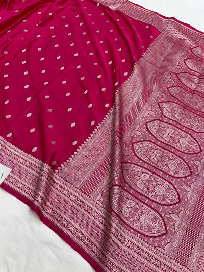 Rani Shade With Booti Pattern Mashru Silk Saree