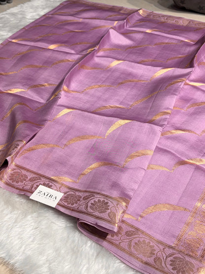 Lavender Shades Handwoven Pure  Raw Mango Silk RM-42