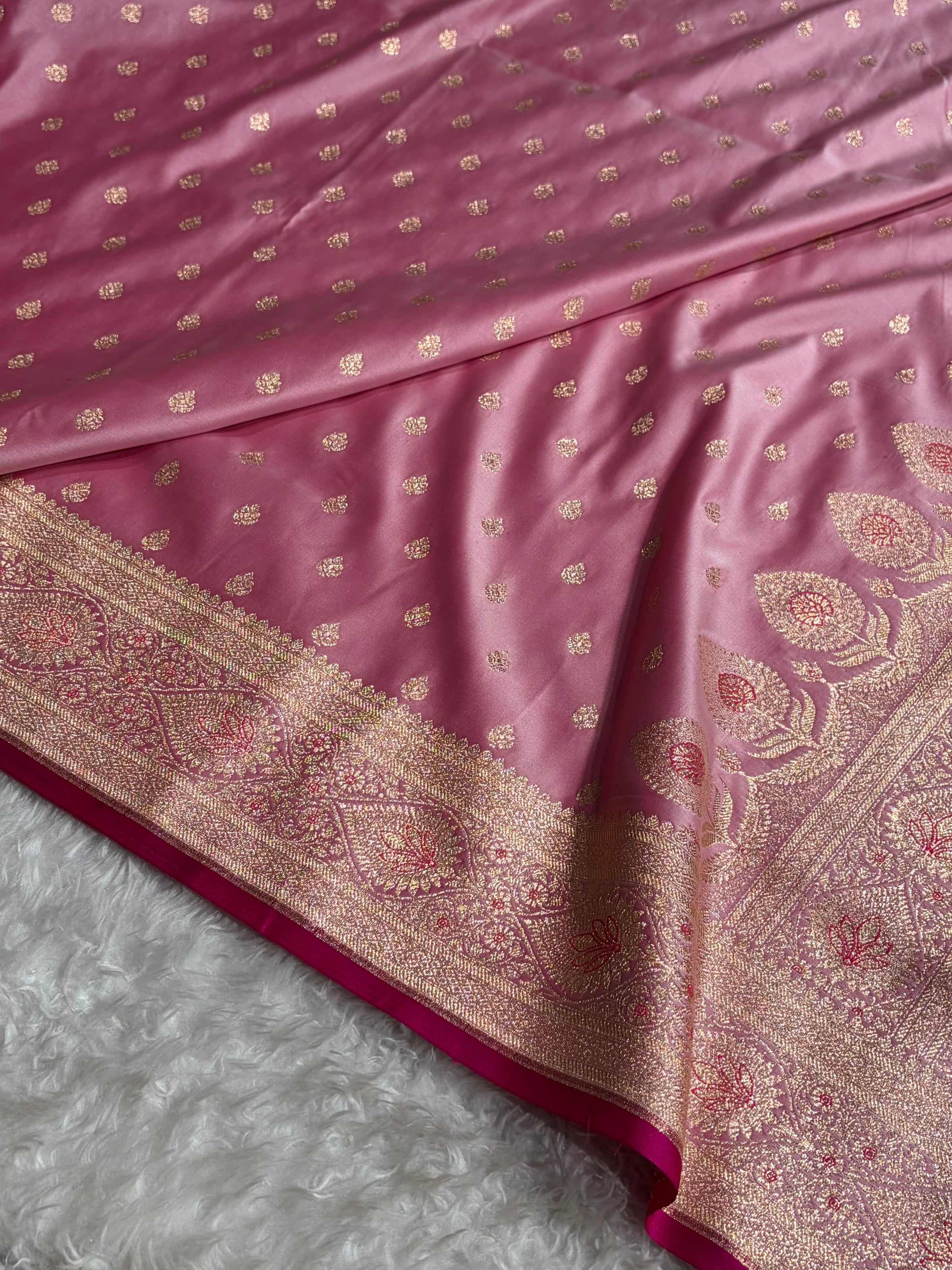 Katan Silk Saree In Baby Pink Shades SK10