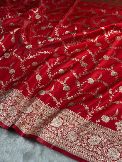 Red Shades Banarasi Satin Silk Saree SS34