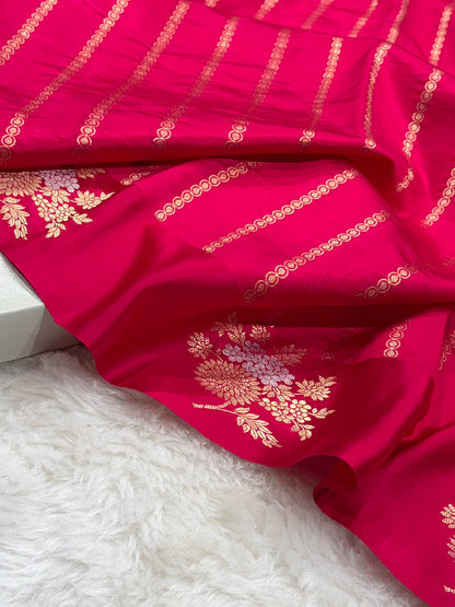 Banarasi Rani Shades Minakari Boota Handwoven Pure Paper Silk RM-78