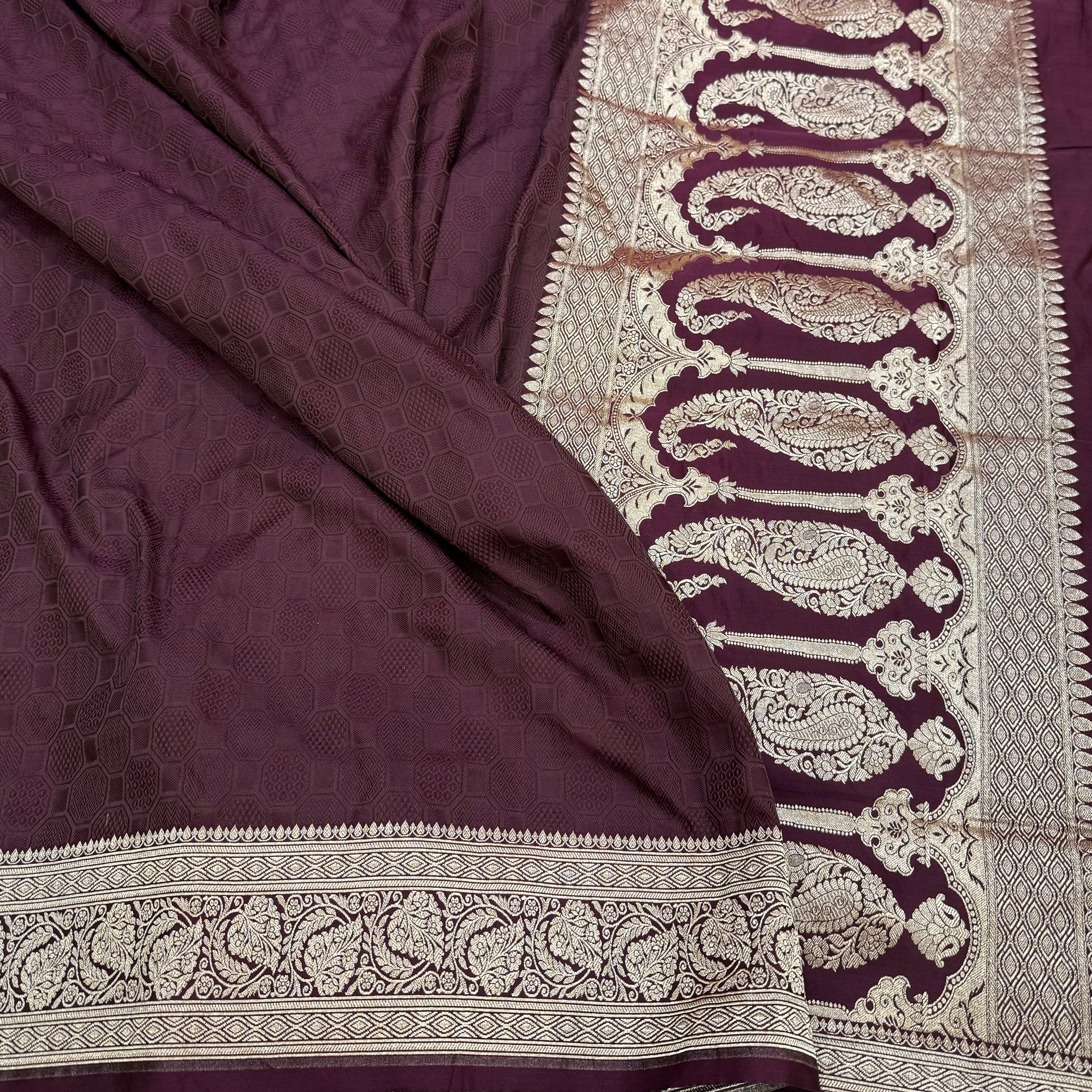 Chocolate Tanchoi Mashru Silk Saree