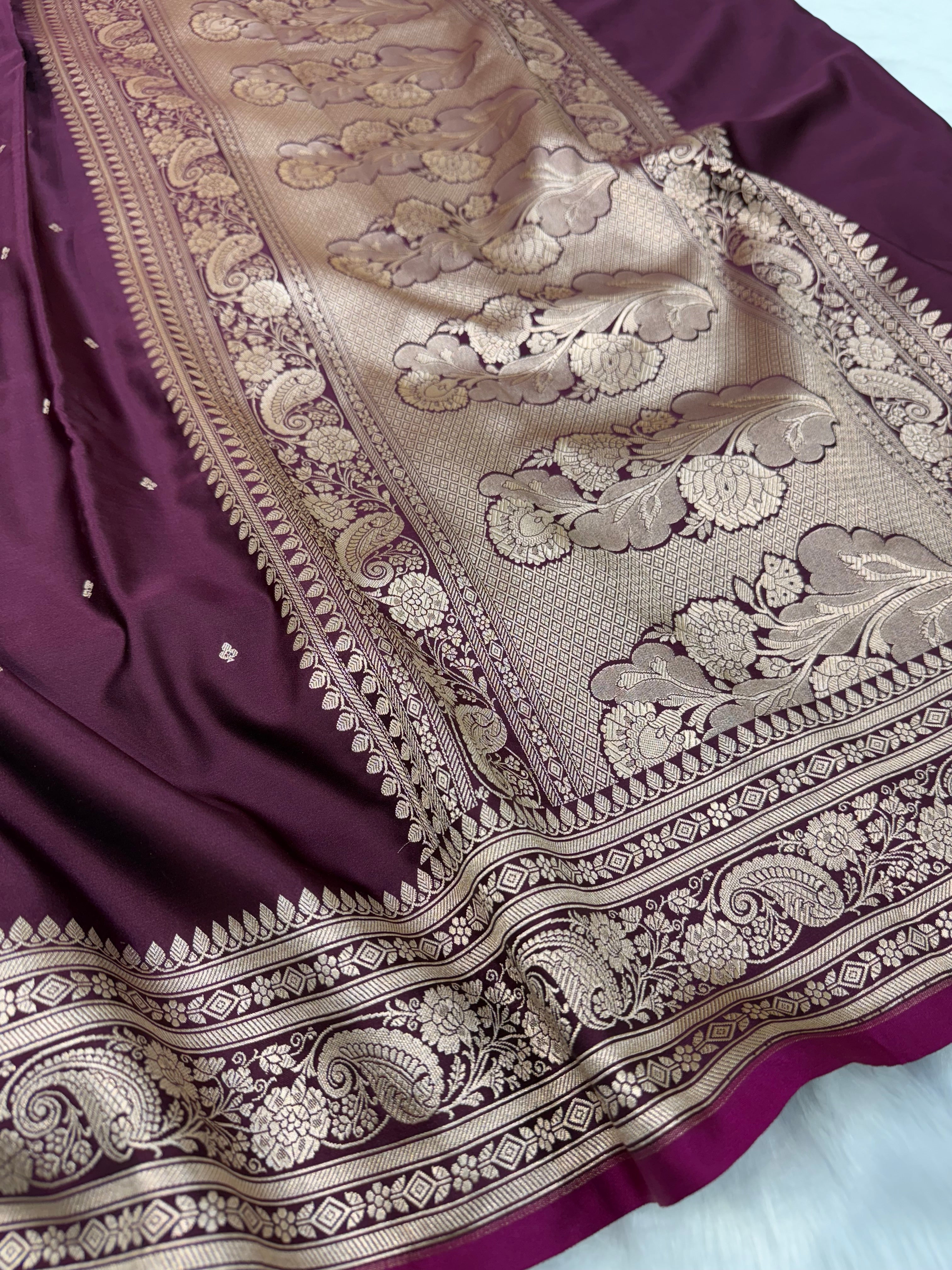 Wine shades Mashru Silk Saree for Festive Seasons