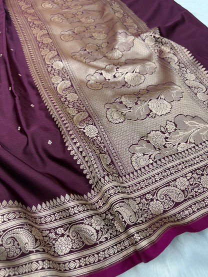 Wine shades Mashru Silk Saree for Festive Seasons