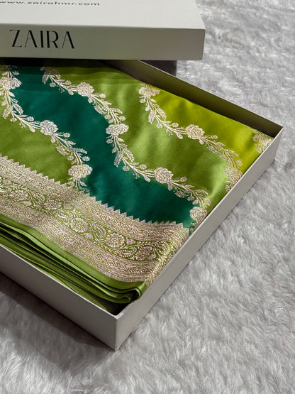 Multicolour Rangkat Mashru Silk Saree With Cross Pattern MSRK03