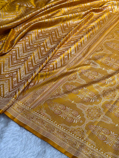 Mustard Jamawar Tanchoi With Minakari Jaal Katan Silk Saree SKTM-26