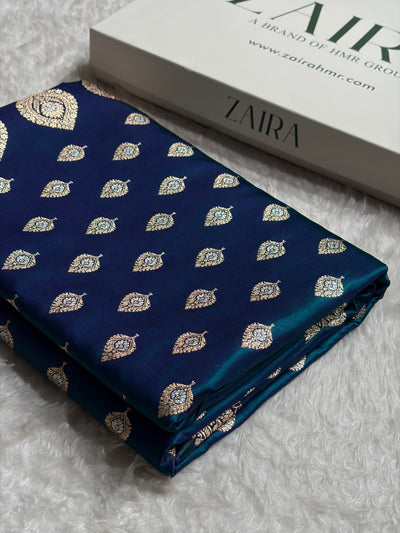 Banarasi Peacock Shades Minakari Booti Pattern Banarasi Satin Silk Saree SS60
