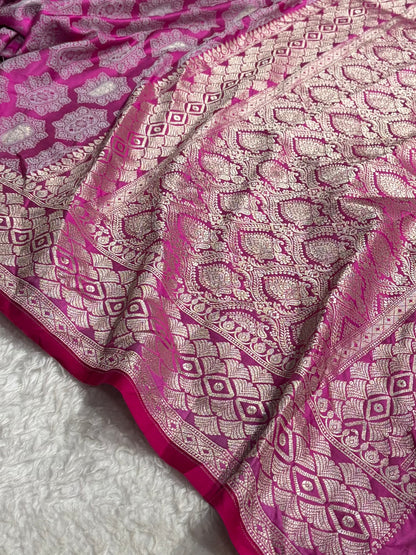 Banarasi Lavender Shades Tanchoi Motif Mashru Silk Saree