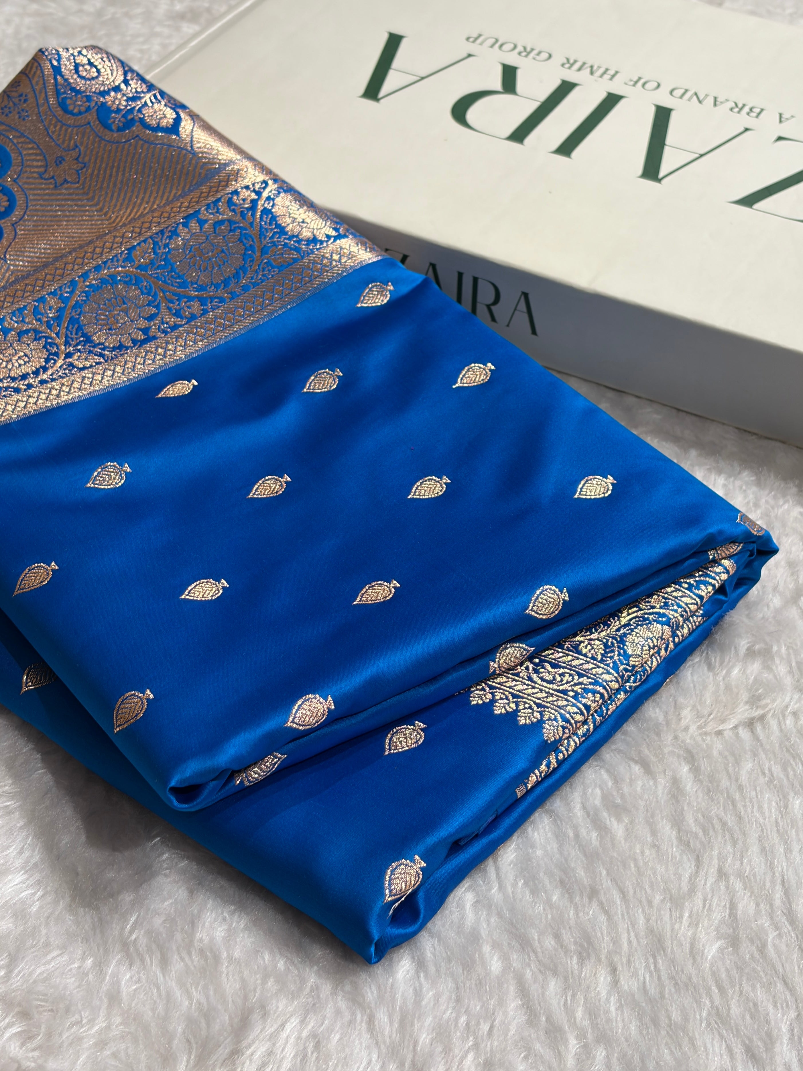Firozi Banarasi Boota Katan Silk Saree