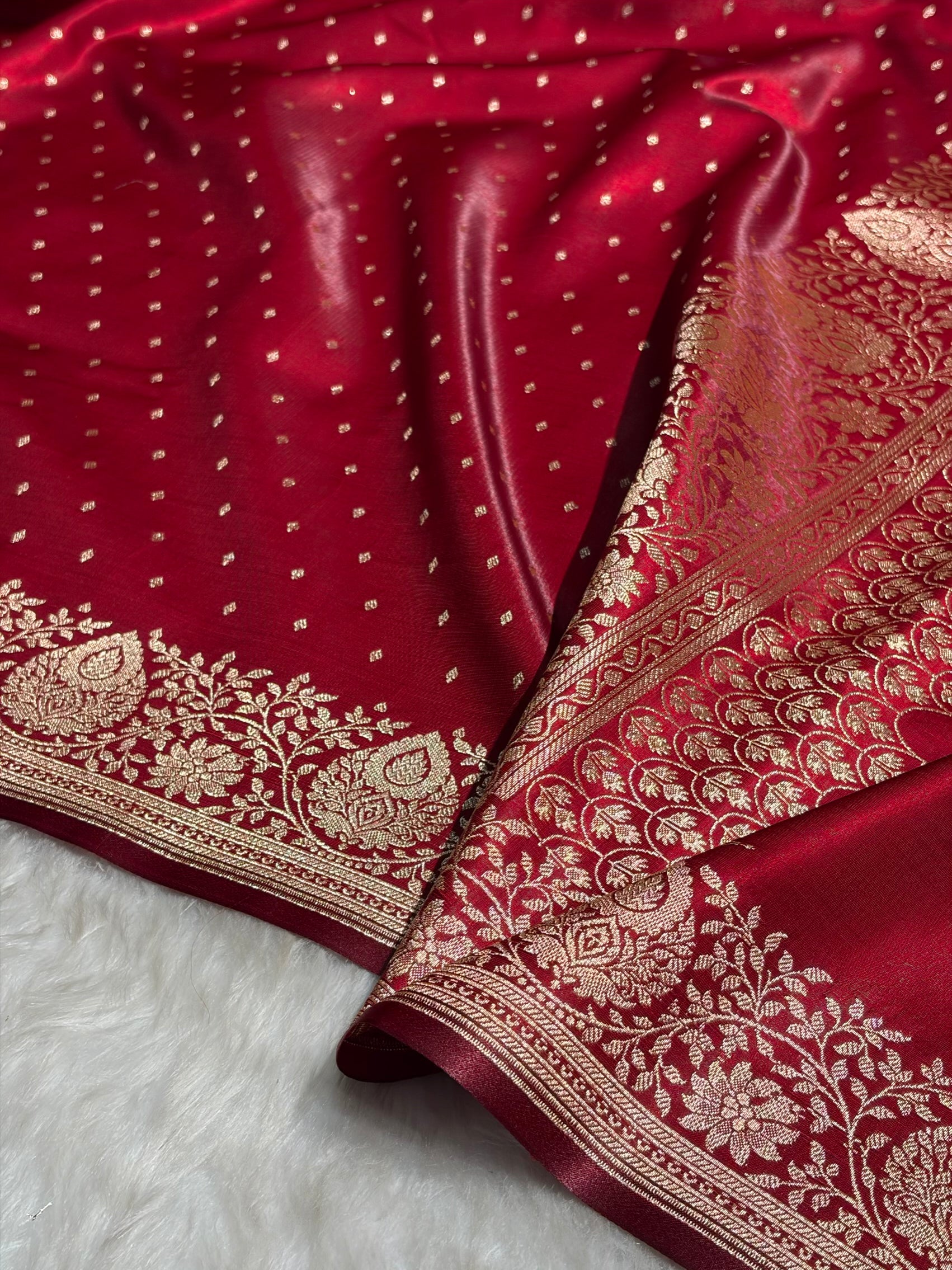 Ultra Light Weight Satin Silk Boota in Maroon Shades SS31