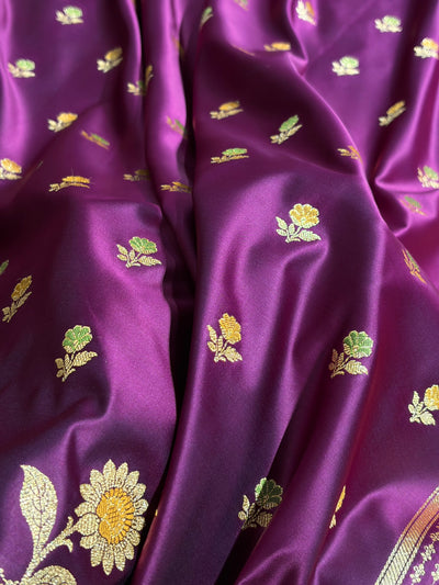 Wine Shades Minakari Boota Pattern Satin Katan Silk Saree SK18