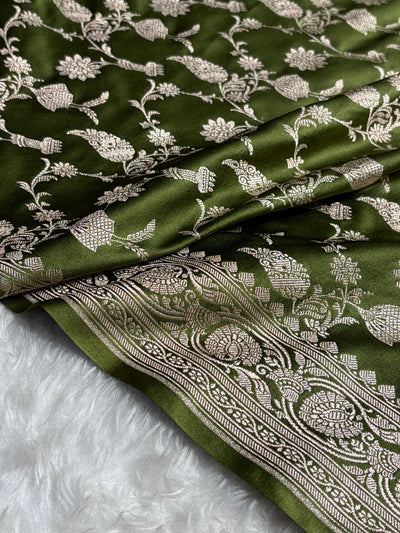 Mehendi Green Shades Jaal Mashru Silk Saree MCS42