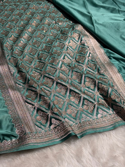 Rama Shades Unique Motif Mashru Swarovski Work Silk Saree BMCS47