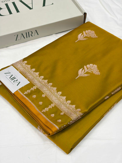 Mehndi Floral Booti Motif Mashru Silk Saree MSM-08