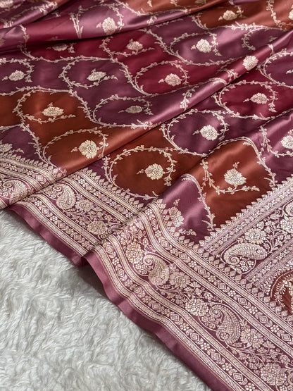 Banarasi Mauve Rangkat Mashru Silk Saree Jaal MSRK44