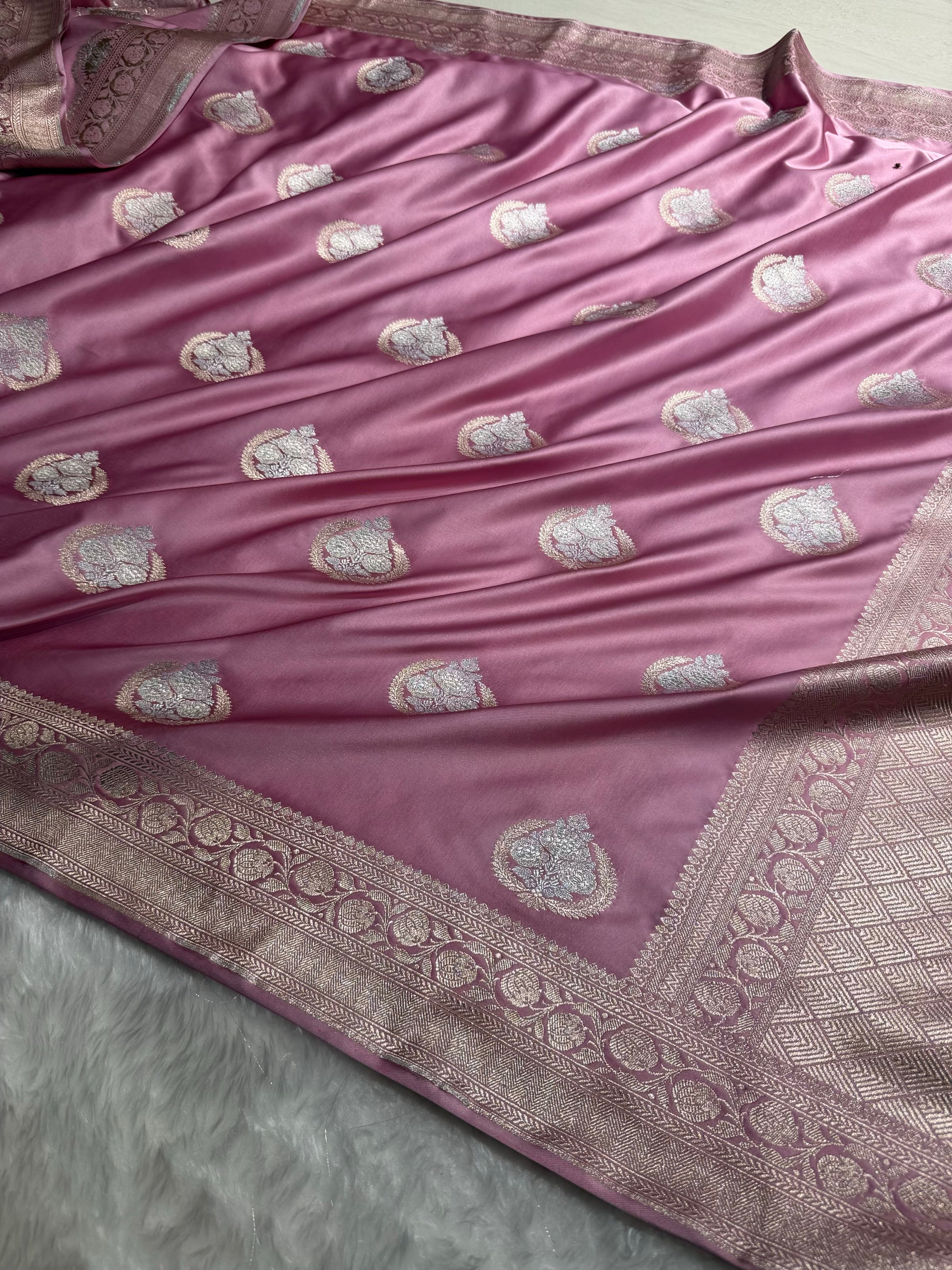 BlushPink Minakari Boota Mashru Silk Saree MS35