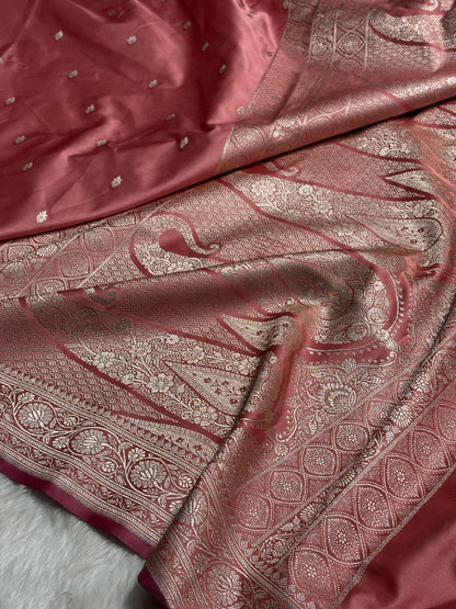 Peach Shades Booti Mashru Silk Saree MS68