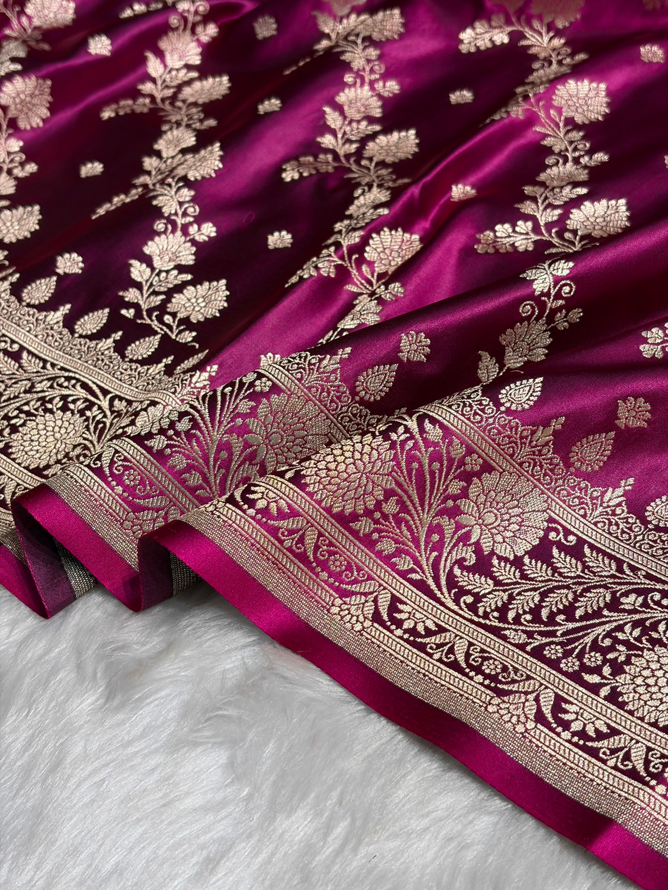 Wine Cross & Booti Banarasi Katan Silk Saree SK24