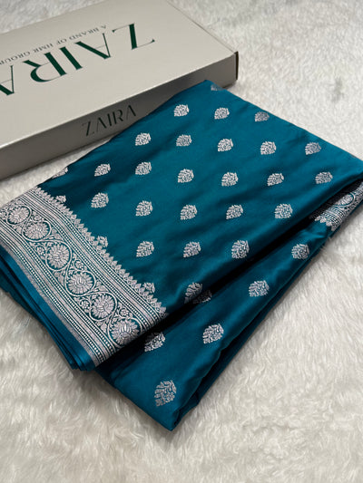 Teal Blue Shade Mashru Silk Boota MCS17