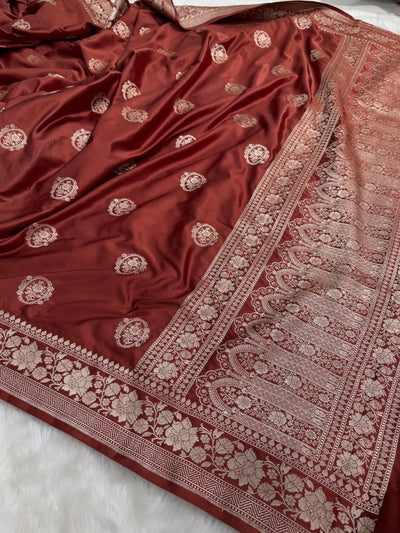 Dark Rusty Copper Boota Mashru Silk Saree MCS24