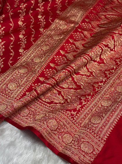 Satin Silk Cross Pattern in Red Shades SS37