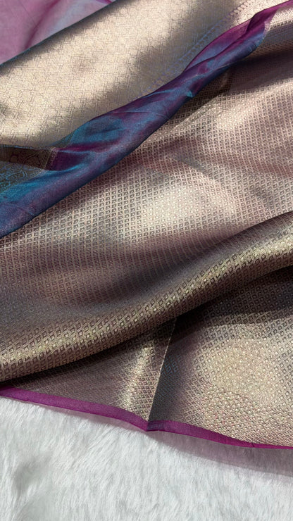Purple Shades Pure Tissue Silk Saree with Brocade Blouse PT-09