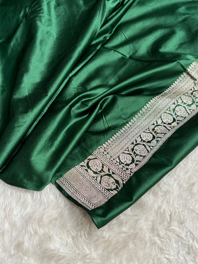 Bottle Green Shades Minakari Boota Mashru Silk Saree MCS35