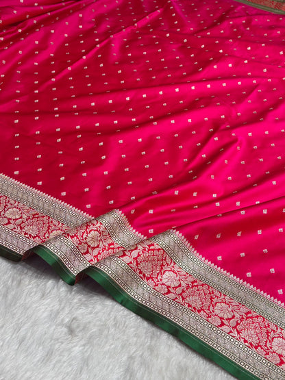 Rani With Red Floral Border Mashru Silk Saree MSM-99