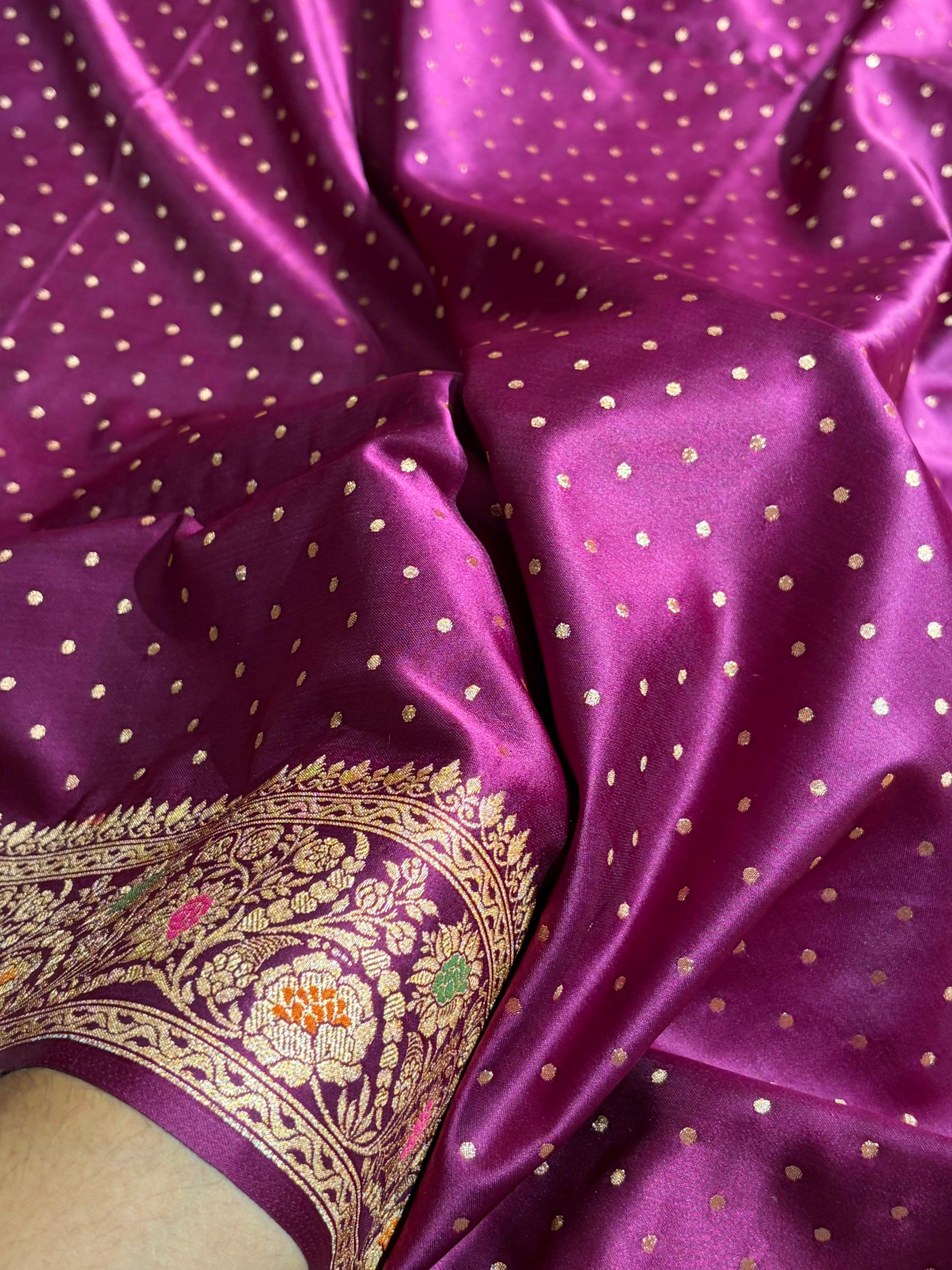 Wine Shade With Minakari Border Pattern Katan Silk Saree