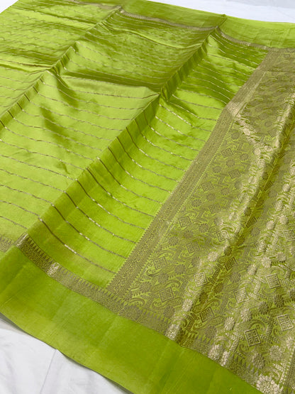 Lemon Flower Booti Pure Caramel Silk Saree