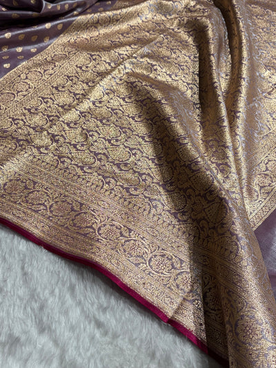 Banarasi Grape Shades Booti satin Silk Saree SS01