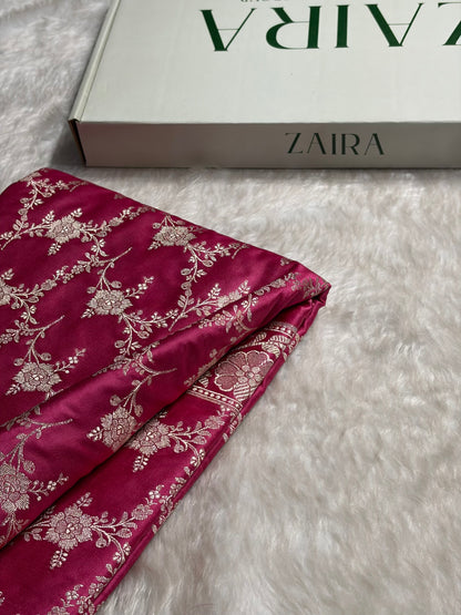 Baby Pink Shades Mashru Silk Banarasi Saree With Jaal Pattern MS71