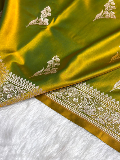 Liril Mehendi Boota With Floral Border Mashru Silk Saree MSM-97