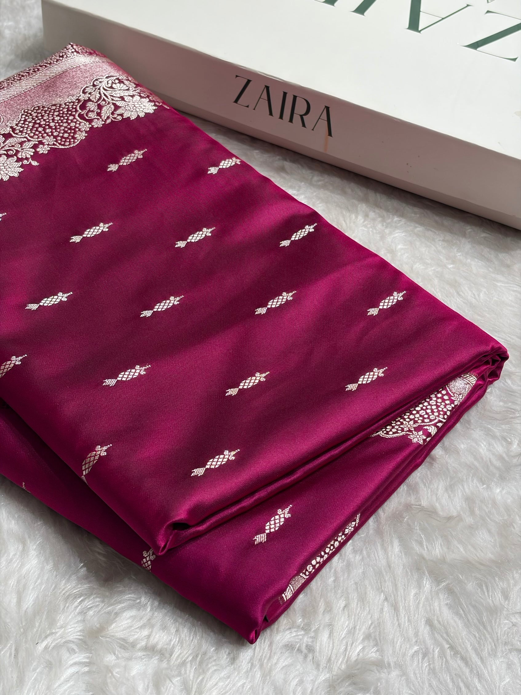 Wine Shade With Booti Pattern Mashru Silk Saree