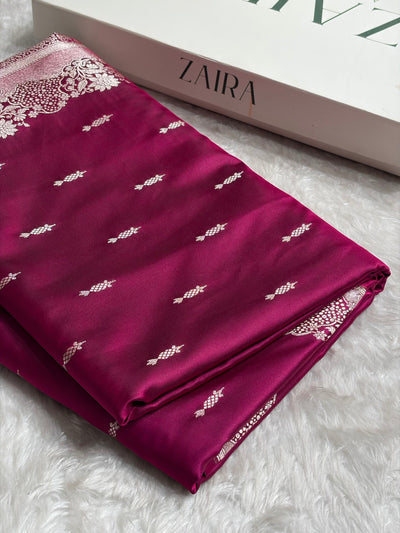 Wine Shade With Booti Pattern Mashru Silk Saree