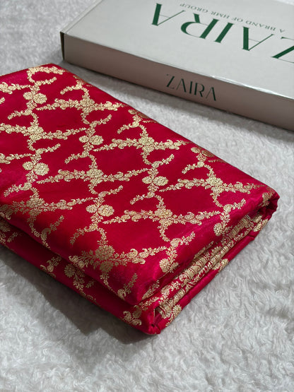 Cross Rani Shades Cross Pattern Banarasi Satin Silk Saree SS40
