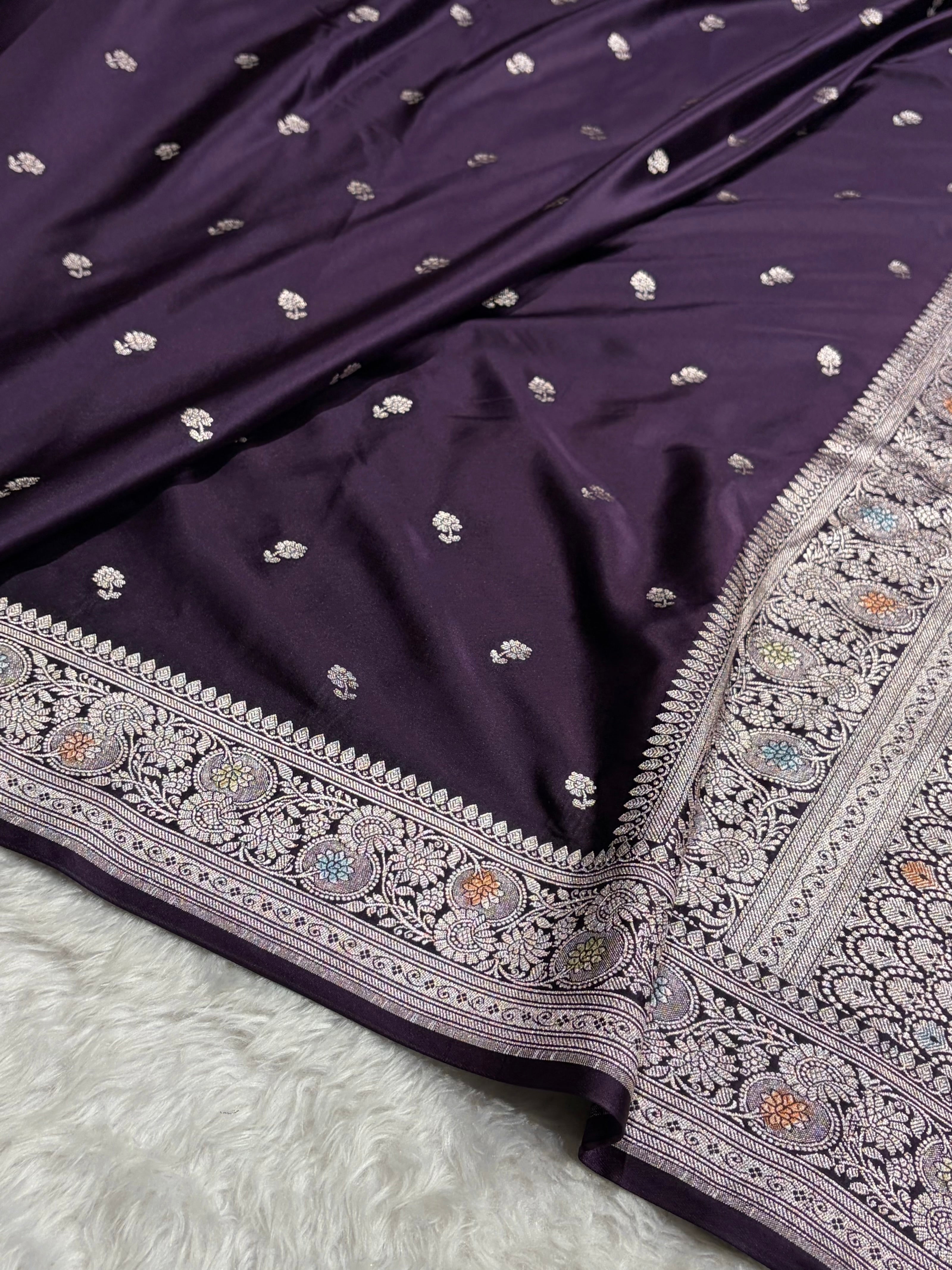 Wine Shade With Booti Pattern Mashru Silk Saree