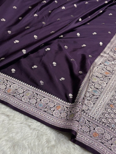 Wine Shade With Booti Pattern Mashru Silk Saree