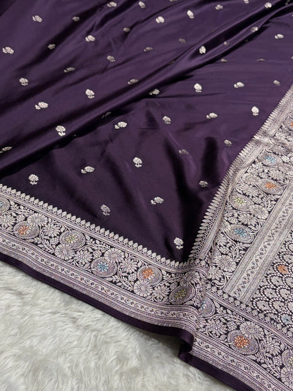 Wine Shade With Booti Pattern Mashru Silk Saree