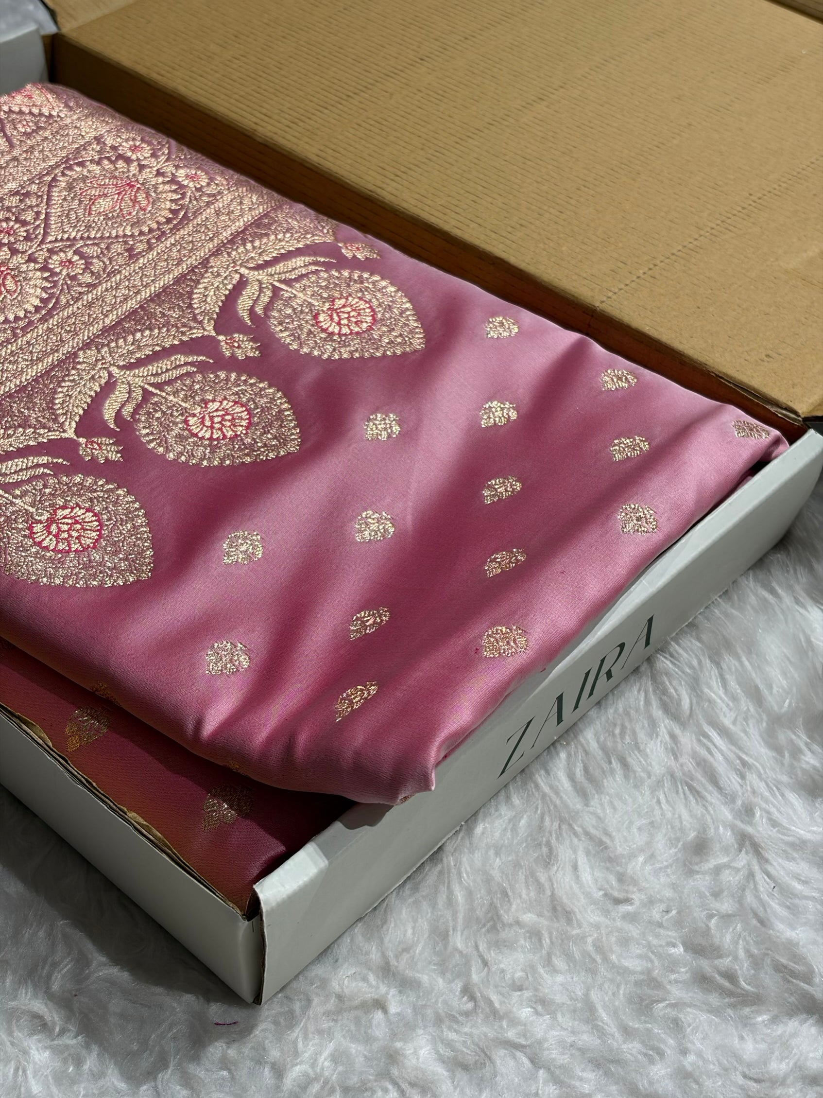Katan Silk Saree In Baby Pink Shades SK10