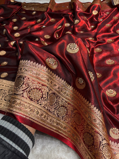 Chand Tara Maroon Boota With Traditional Banarasi Swarovski Work BSS04 (R)